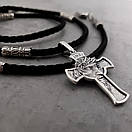 Срібний хрестик з цепочкою із шовку. Хрест "Образ" та шовковий шнурок зі срібними вставками і замком. 55 см, фото 7