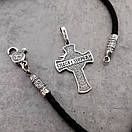 Срібний хрестик з цепочкою із шовку. Хрест "Образ" та шовковий шнурок зі срібними вставками і замком. 55 см, фото 6