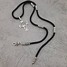 Срібний хрестик з цепочкою із шовку. Хрест "Образ" та шовковий шнурок зі срібними вставками і замком. 55 см, фото 10