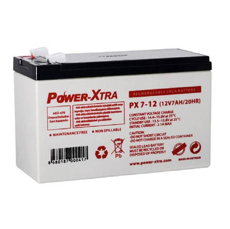 Аккумуляторна батарея AGM Power-Xtra PX7-12(28W), Gray Case, 12V 7.0Ah ( 151 х 65 х 94 (100) ) Q5, фото 1