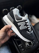 Жіночі кросівки New Balance 574 Legacy Black Gray Нью Беланс 574 чорні натуральна замша текстиль демісезон, фото 3