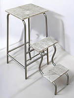 Стілець драбини трансформер для кухні будинку хром/світлий мармур Наша Ковка