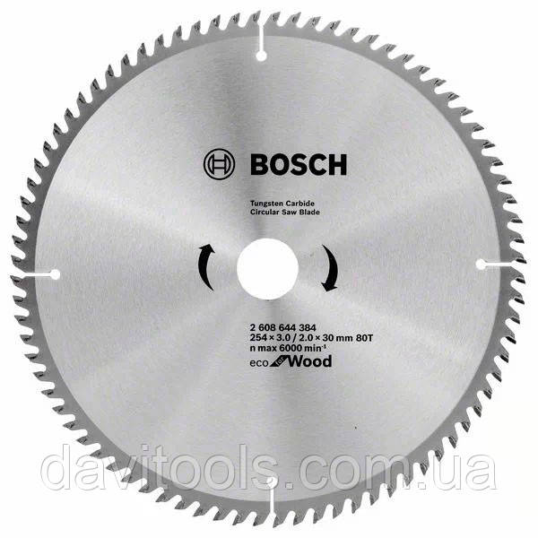 Пиляльний диск D254 d30 z80 для дерева BOSCH Eco for Wood