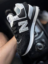 Жіночі кросівки New Balance 574 Legacy Black White Нью Беланс 574 чорно білі замша сітка демісезон, фото 5