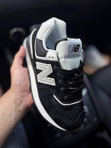 Жіночі кросівки New Balance 574 Legacy Black White Нью Беланс 574 чорно білі замша сітка демісезон, фото 4