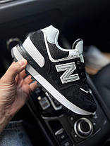 Жіночі кросівки New Balance 574 Legacy Black White Нью Беланс 574 чорно білі замша сітка демісезон, фото 3