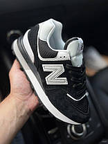 Жіночі кросівки New Balance 574 Legacy Black White Нью Беланс 574 чорно білі замша сітка демісезон, фото 6