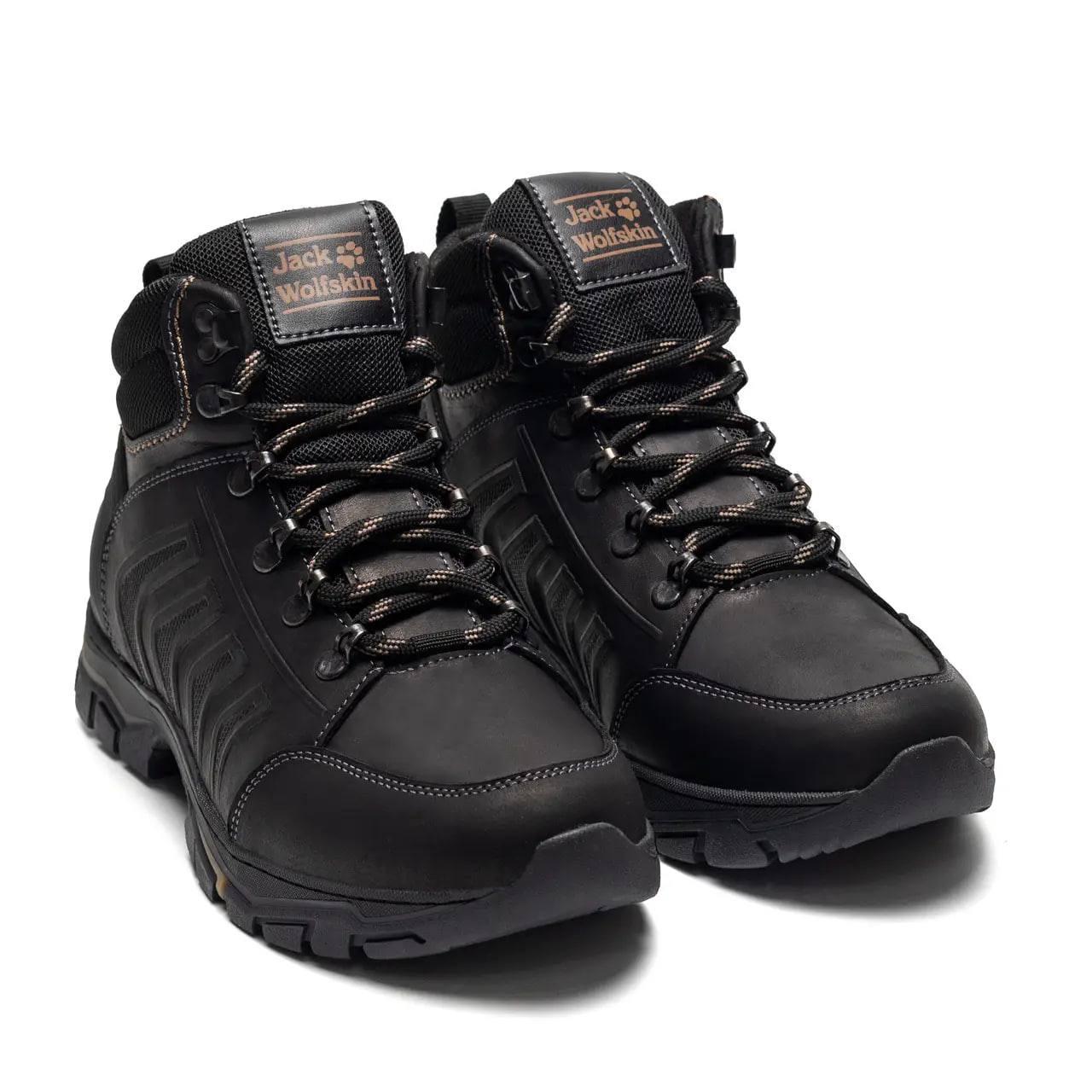 Чоловічі зимові шкіряні черевики Jeck Wolfskin Black