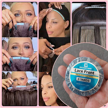 Лента клейка, двухсторонній скотч для перук, топерів, трессів.