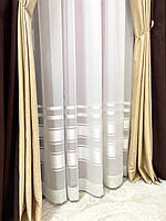 Тюль 470 х 270 шифон молочний з атласною смугою