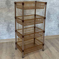 Етажерка NOSTALGIA прямокутна на 4 полиці на колесах бежево-прозора 5158 97