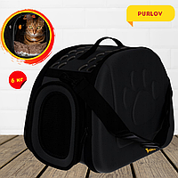 Сумка-переноска для домашніх тварин (котів, собак, кроликів) Purlov Розбірна Чорна Yard-Shop