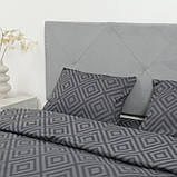 Постільна білизна на гумці двоспальна 180х220 графітовий ромб (20658) Однотонна бавовняна на блискавці, фото 3
