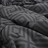 Сімейна однотонна постільна білизна графітовий ромб (19677) З двома підковдрами на блискавці Бязь Ранфорс, фото 4