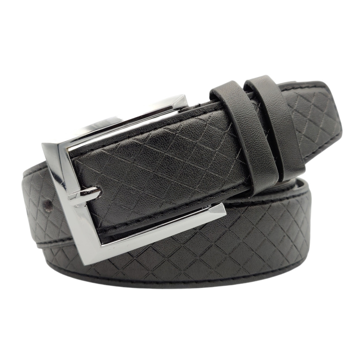 Ремінь чоловічий брючний зі шкірозамінника (черний) Арт.: RMZ0014-35