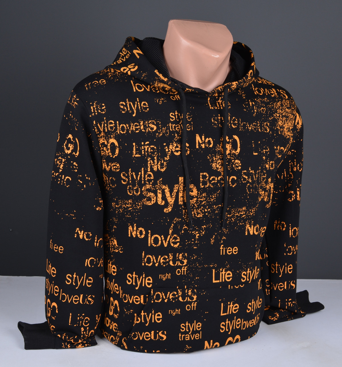 Чоловічий батнік з капюшоном | Чоловіче худі чорний Туреччина 6162, фото 1