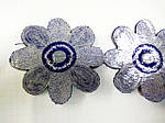 Квітка синій пришивний елемент із паєтками та вишивкою шовком по атласу. на клейовій основі
, фото 3