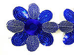 Квітка синій пришивний елемент із паєтками та вишивкою шовком по атласу. на клейовій основі
, фото 5