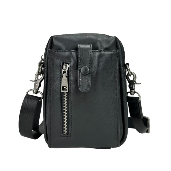 Чоловіча маленька шкіряна сумочка TIDING BAG 1633A чорна