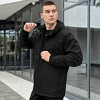 Мужская куртка Pobedov демисезонная с капюшоном осень весна черная