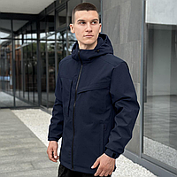 Чоловіча куртка Pobedov Shum демісезонна з капюшоном осінь весна темно-синя