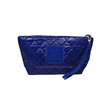 Косметичка жіноча стьобана синя для сумки з логотипом 24,5*12,5*7,5 см