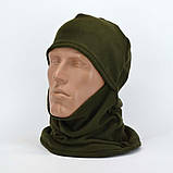 Балаклава флісова зимова в кольорі армійський зелений, фото 8