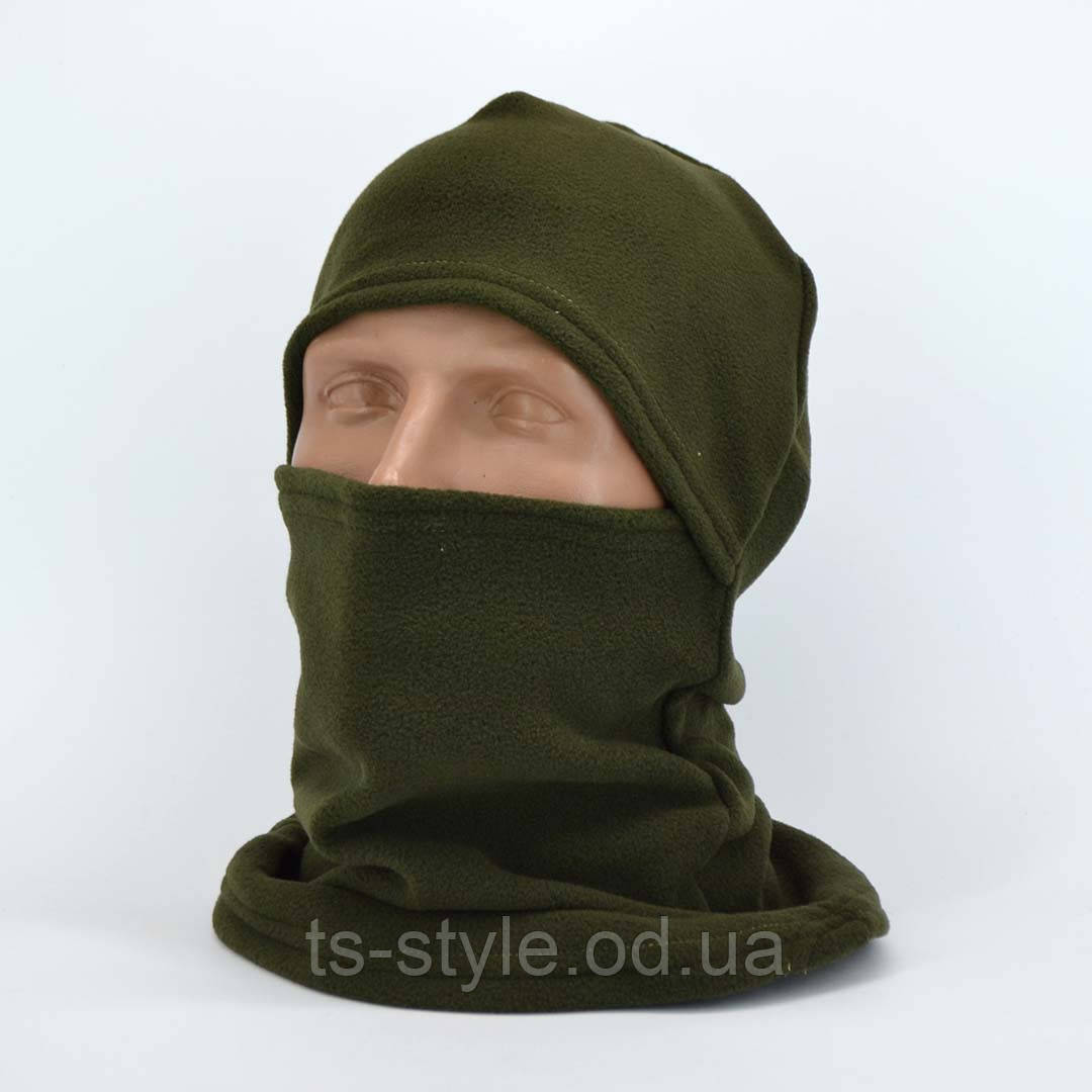 Балаклава флісова зимова в кольорі армійський зелений, фото 1