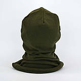 Балаклава флісова зимова в кольорі армійський зелений, фото 7