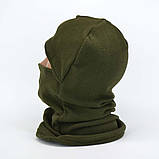 Балаклава флісова зимова в кольорі армійський зелений, фото 6