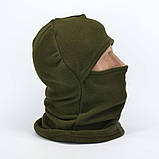 Балаклава флісова зимова в кольорі армійський зелений, фото 5