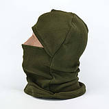Балаклава флісова зимова в кольорі армійський зелений, фото 4