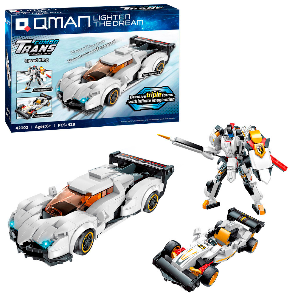 Конструктор Qman 42102 3в1 машина, гоночна машина, робот, 428дет, фото 1