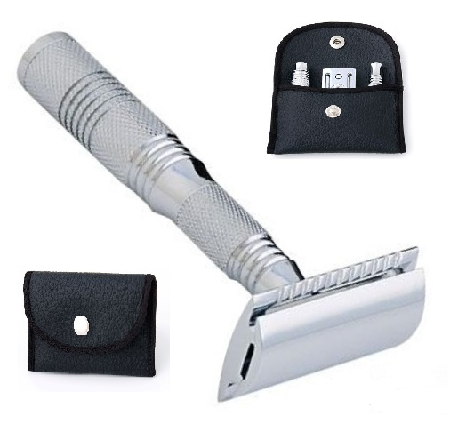 Бритва Т-подібна Pearl STR-99 & TRC-01 Travel Razor Chrome Closed Comb, фото 1