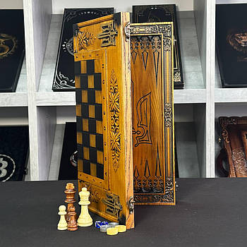 Шахи дерев'яні, 48×23×3 см, арт.191104, патріотичні, подарункові