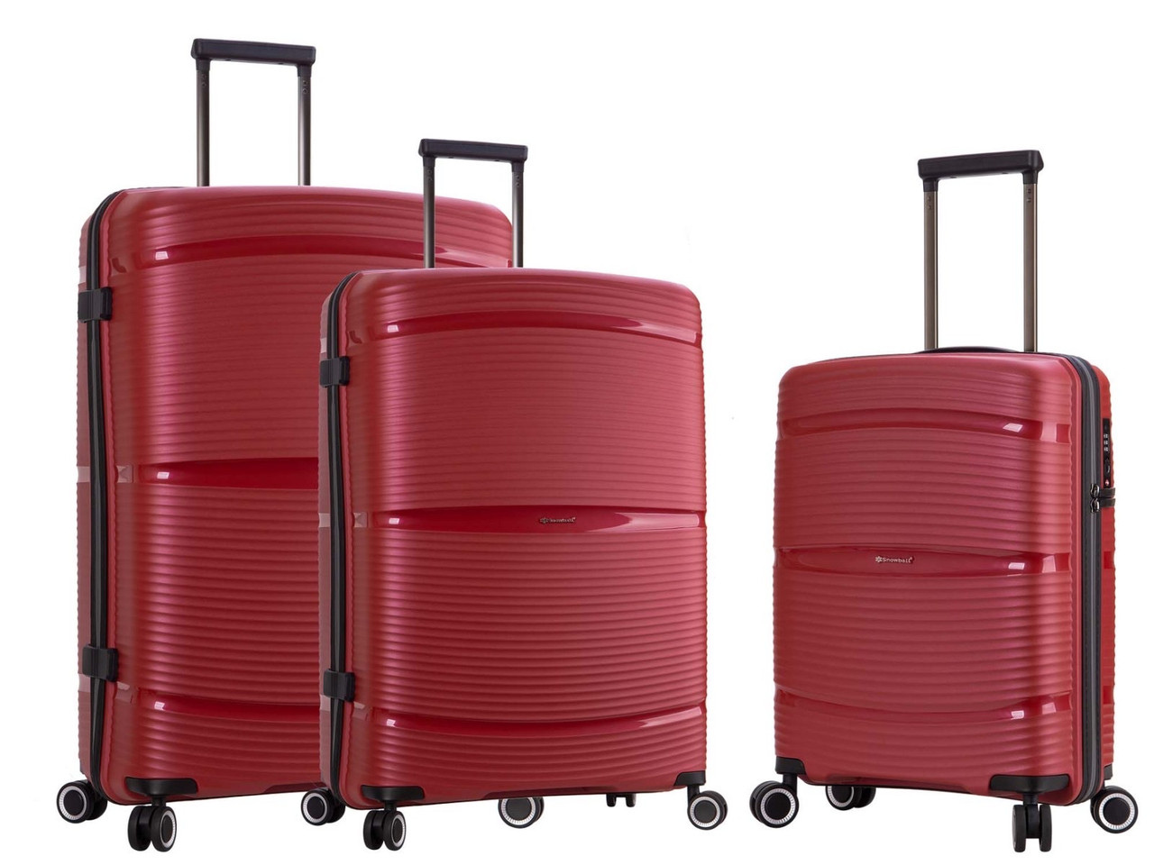 Набір валіз Франція (L M S-3шт) поліпропілен червоний/Snowball 94103, фото 1
