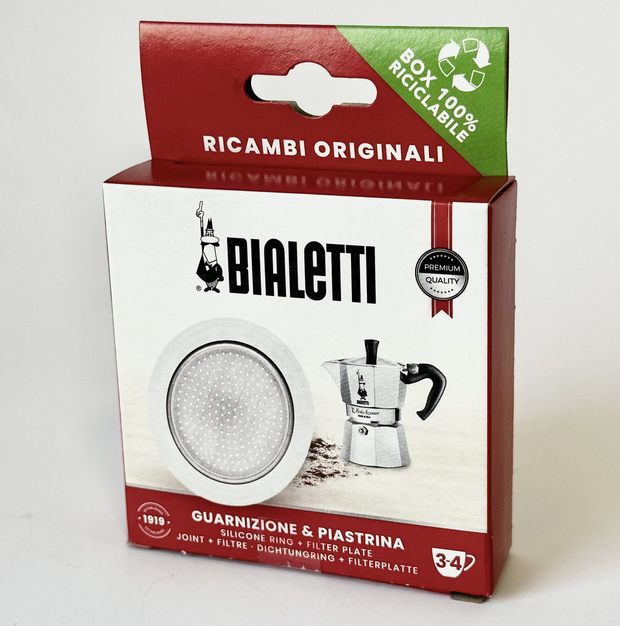 Набір для гейзерних кавоварок Bialetti ущільнювач + сито (3-4ч) 990800039/NP