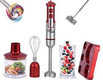 Блендер занурювальний ручний на підставці 6в1 1500Вт Zepline Червоний