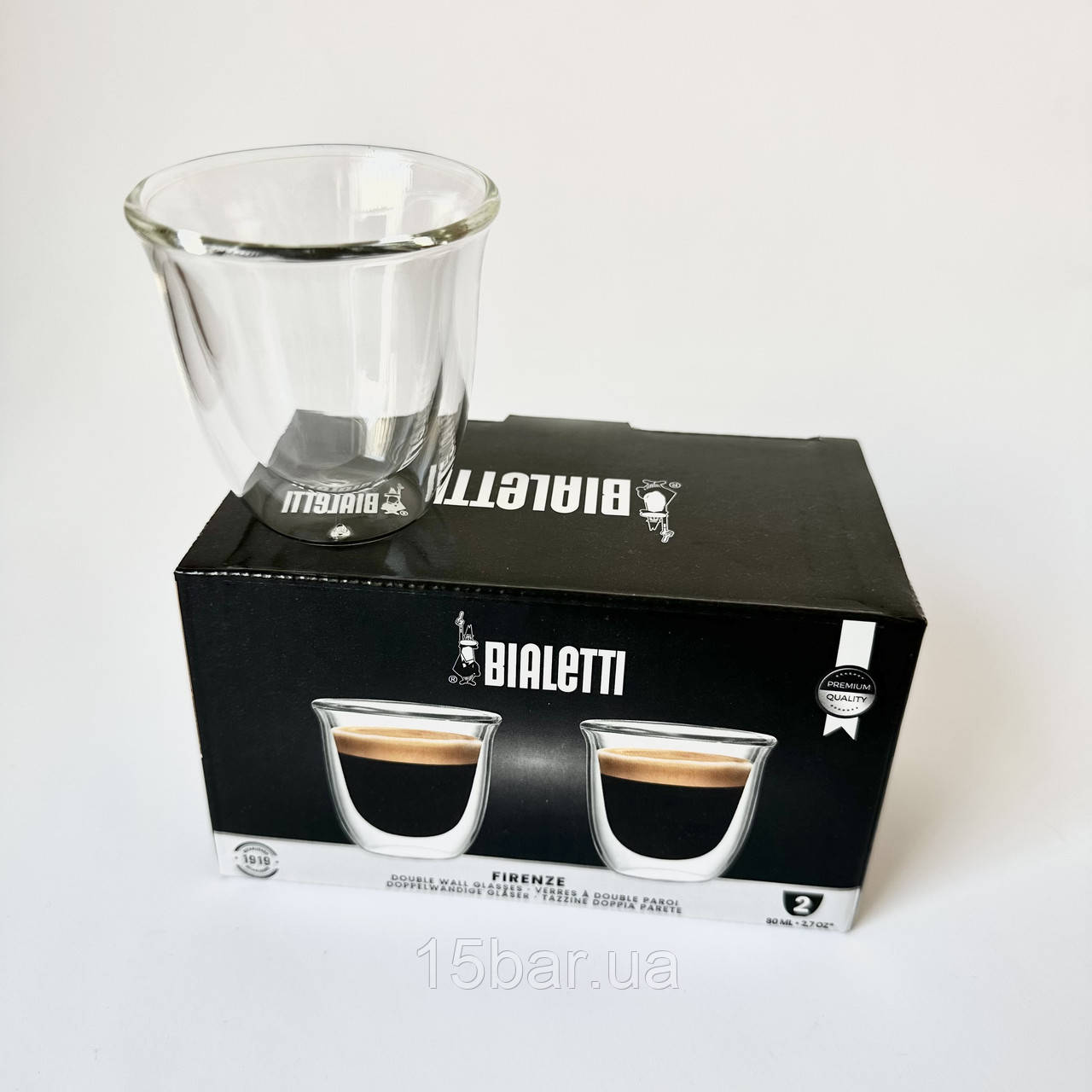 Набір склянок із подвійними стінками Bialetti Firenze (80мл 2 шт) 99DBW013