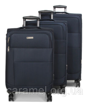 Набір валіз Франція (L M S-3шт) тканина синій/Worldline 620, фото 1