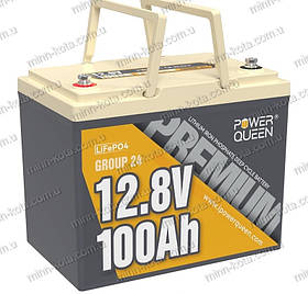 Акумулятор LiFePO4 12 В 100 А Power Queen Premium Group 24 mini літій залізо фосфатний