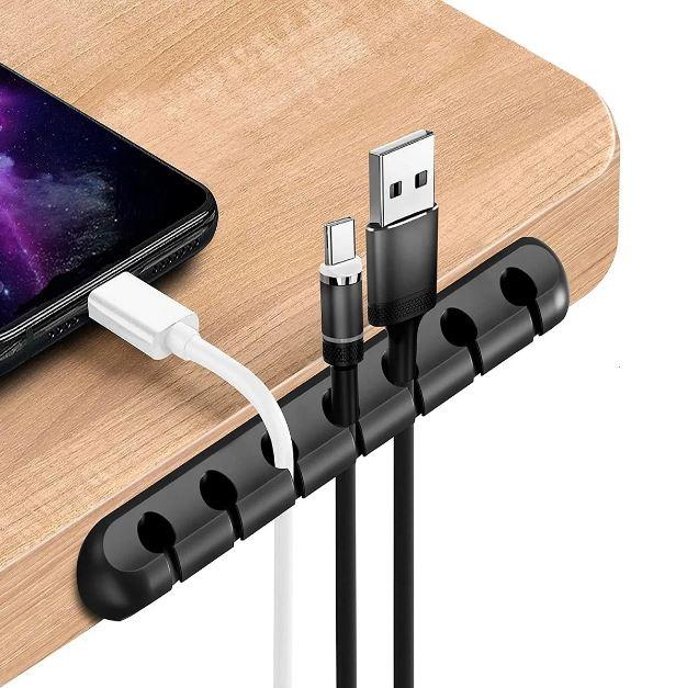 Органайзер для кабелів сіліконовий 7 комірок чорний, фото 1