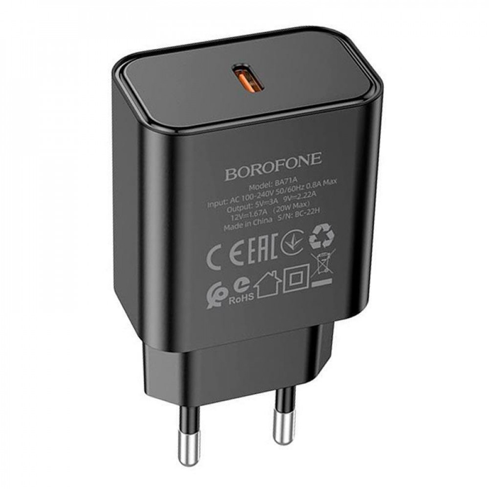 Home Charger 20W PD Borofone BA71A — Black, фото 1