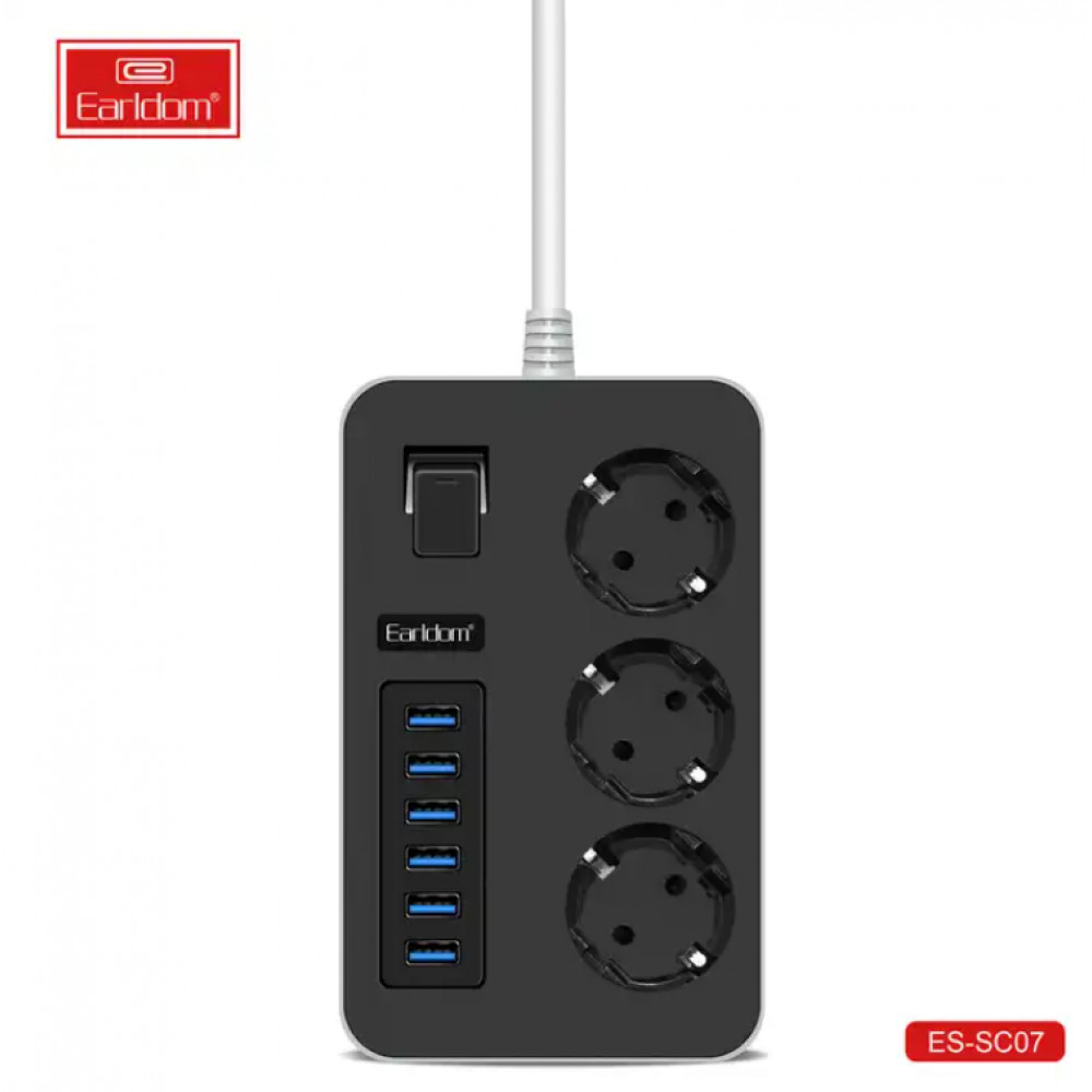 Фільтр живлення 6U | 3P | 3.1A | 2m — Earldom ES-SC07, фото 1