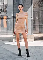 Сукня Стаф Жіноча Бежева Коротке Однотонне Плаття Staff Sk Beige Shopy