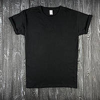 Чоловіча чорна футболка із вишитим чорним лавровим гербом патріотична Shopingo