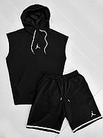 Комплект Чоловічий Джордан Чорний Спортивний Костюм Майка З Капюшоном Шорти Jordan Black Shopingo