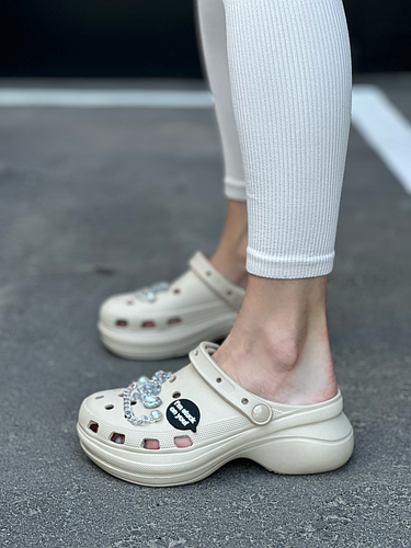 Женские тапки типа крокс бежевые на высокой платформе Shopingo Жіночі ...