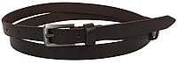 Вузький Жіночий Шкіряний Ремінь Для Жінки Поясок Skipper Темно Коричневий Ador