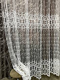 Тюль Павліна мікросітка кордова вишивка молочна, фото 3